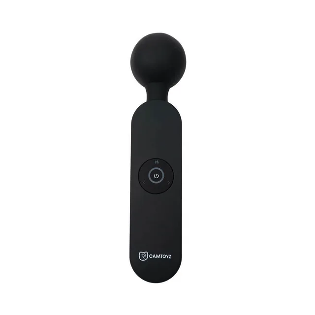 Camtoyz Majestic Tamina black wand vibrator upright front view with display and controls