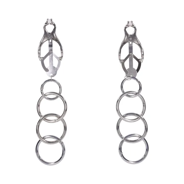 Pair of silver Edge Clover Clamps with descending round rings