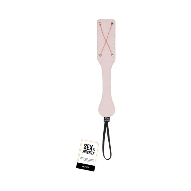 Pale-pink Peaches 'n Cream paddle with crossed chain graphics