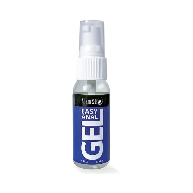 Adam and Eve Easy Anal Gel in clear one-ounce pump bottle