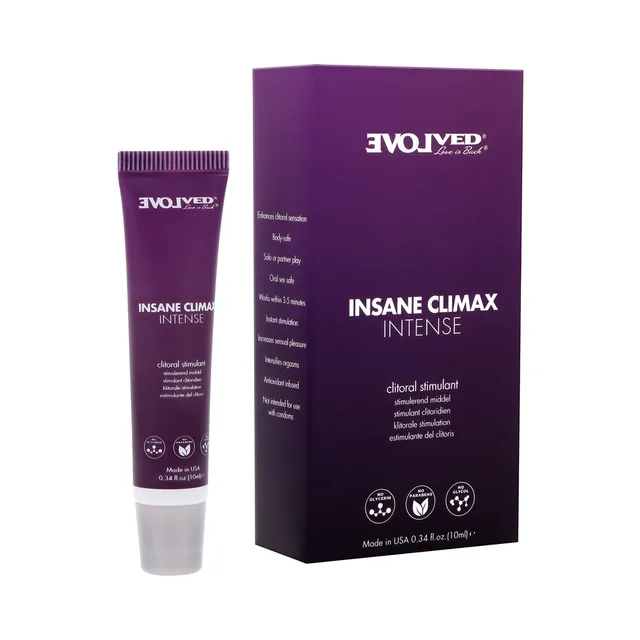 Purple Evolved 0.34 oz oil-based topical tube displayed beside matching box