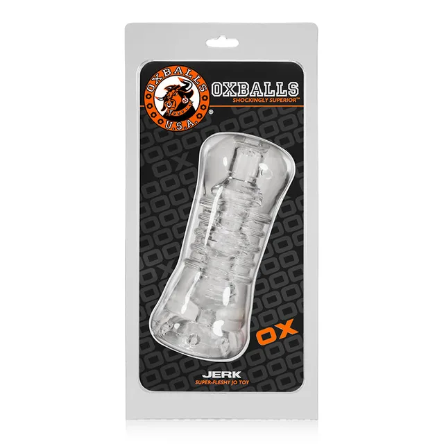 OxBalls Jerk Clear Textured Masturbator in hanging package