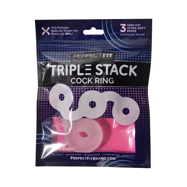 Perfect Fit Triple Donut clear three-opening ring in black retail pouch