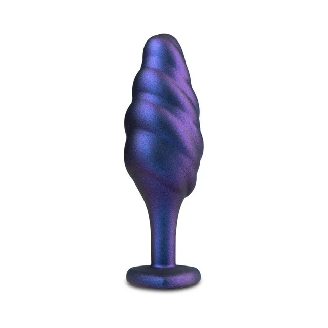 Upright purple plug with layered rounded contours