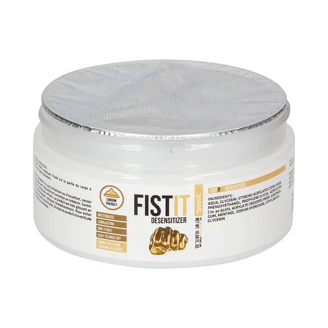 Sealed 300 ml Fist It gel jar with white and gold label