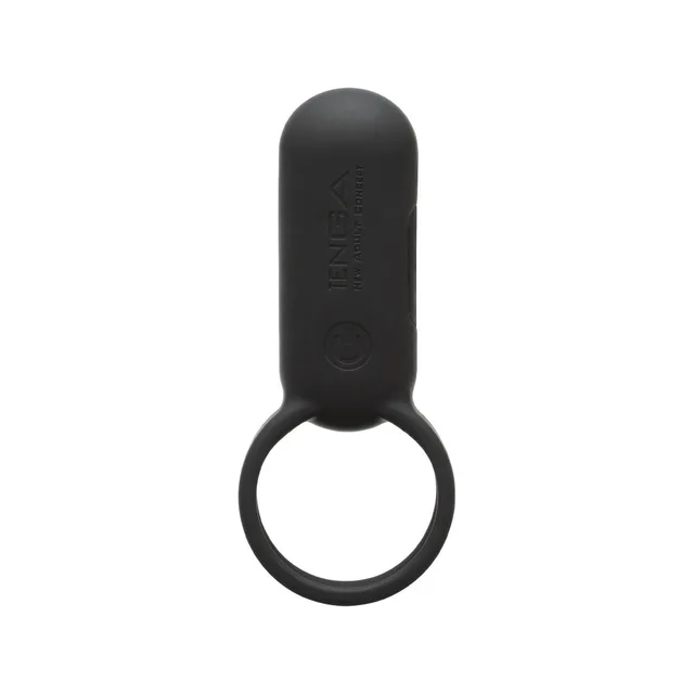 black Tenga SVR vibrator with rounded body and flexible ring handle