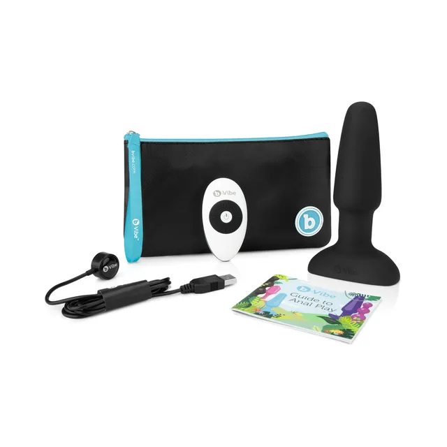 b-Vibe Rimming 2 Black black plug remote cable pouch and booklet