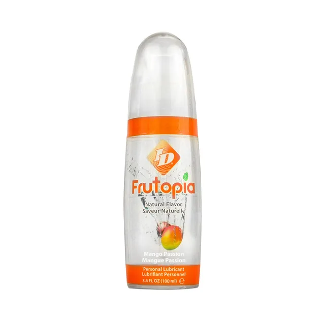 Clear ID Frutopia Mango Passion lubricant bottle with orange band