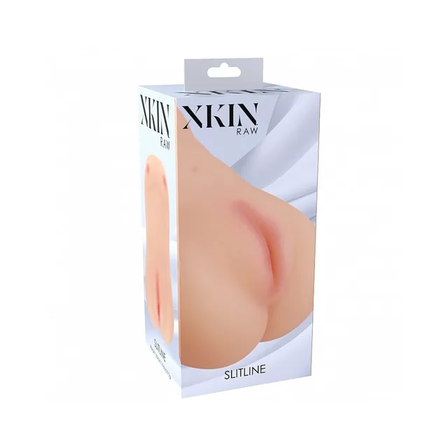 Beige Xkin Raw Slitline stroker in white display box