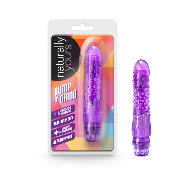 Purple Bump n Grind textured vibrator beside retail package
