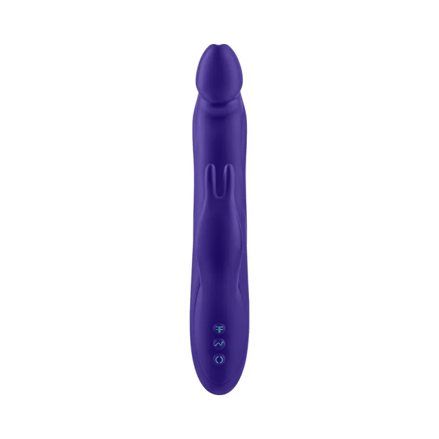 Front view of dark-purple Booster Rabbit XL with curved shaft and controls