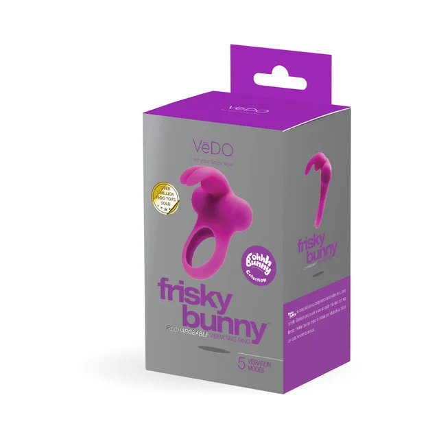 VeDO Frisky Bunny Purple Vibrating Ring gray purple retail box front