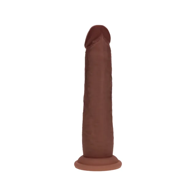 Realrock Sliding Skin Dual Density Silicone Dildo 7 in. Brown
