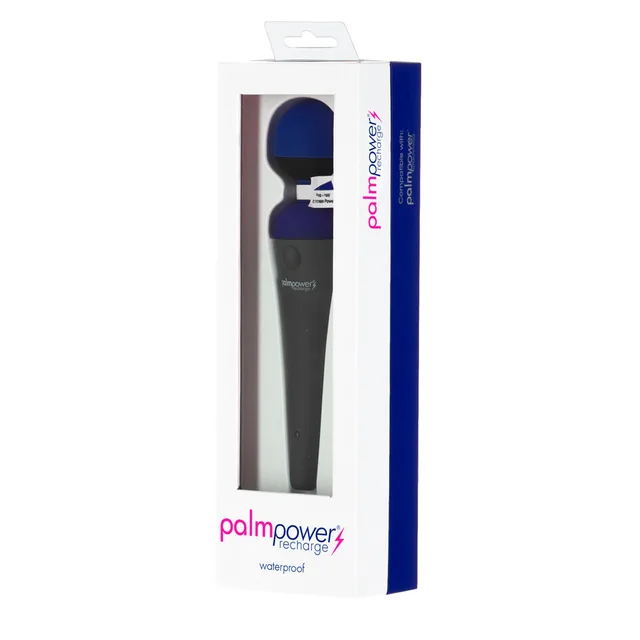 BMS PalmPower blue USB rechargeable wand massager front retail package