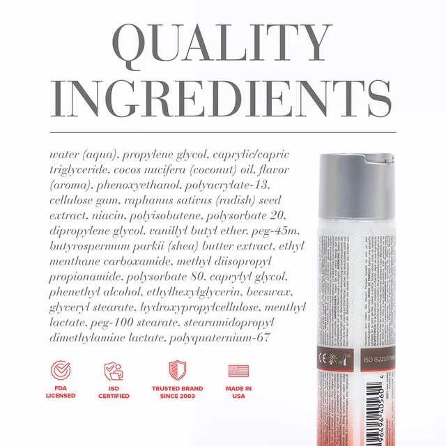 System JO Coconut Hybrid Warming 4 oz ingredients panel with bottle rear