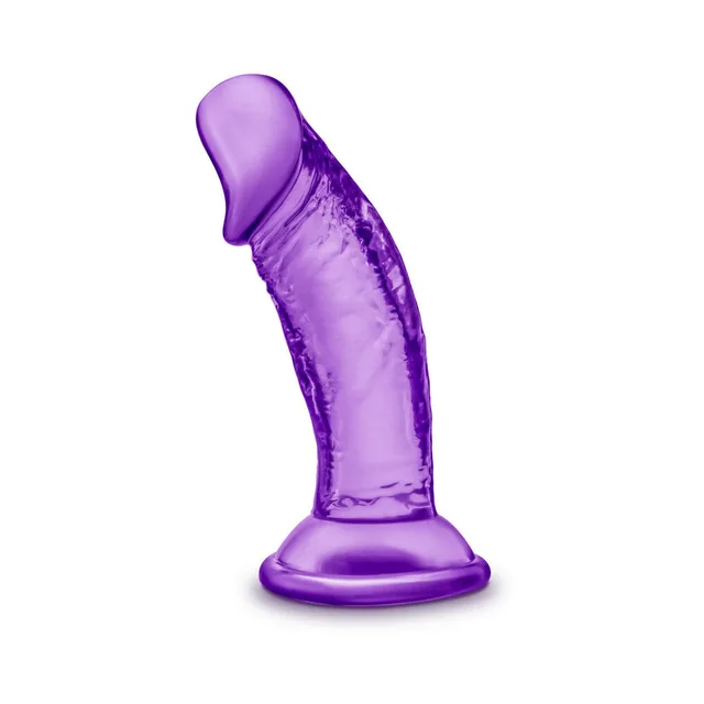 Blush Sweet N Small translucent purple dildo upright front angle with curved textured shaft
