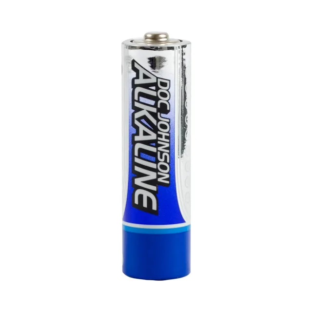 Single silver Doc Johnson alkaline AA battery with blue base