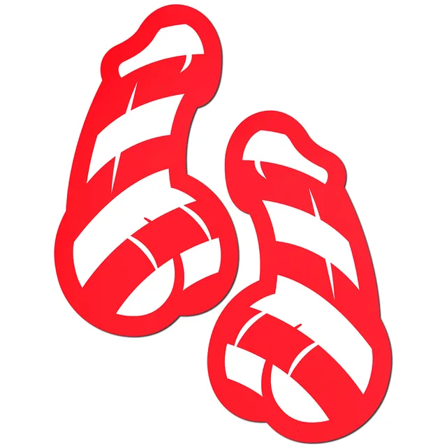 red and white striped candy cane penis-shaped Pastease pasties