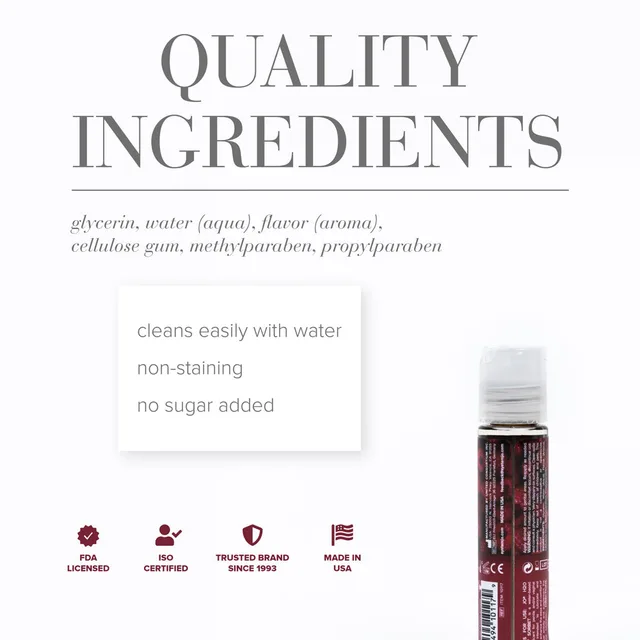 JO H2O Raspberry Sorbet bottle beside a white ingredient information panel