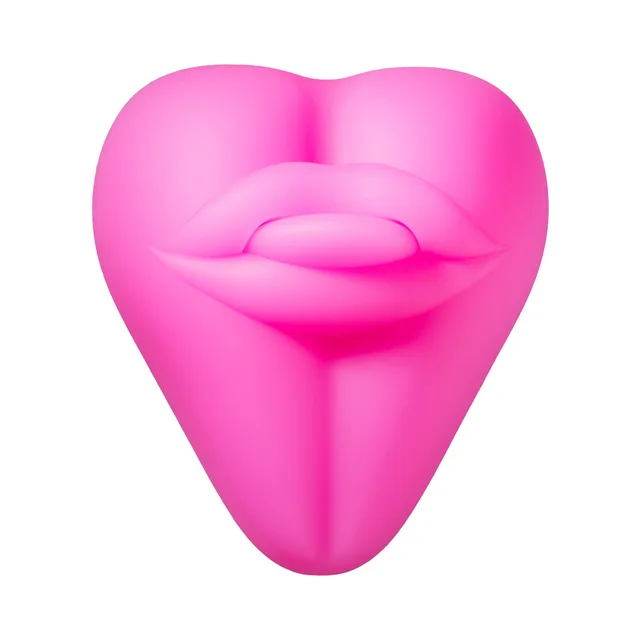 Front view of hot pink Banana Pants Kissi heart-shaped cushion
