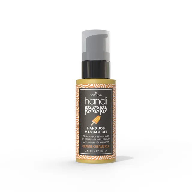 Sensuva HandiPop Orange Creamsicle massage gel bottle with orange label