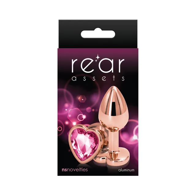Small pink heart Rear Assets rose gold plug in black box