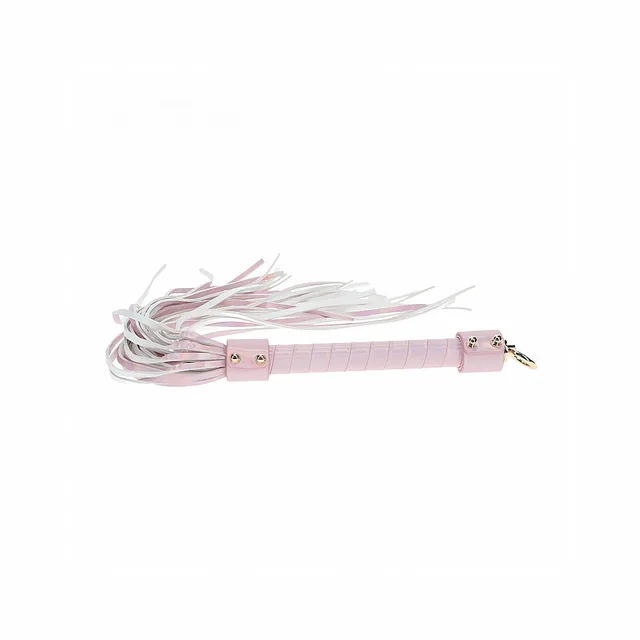 pink and white bonded-leather flogger with wrapped handle