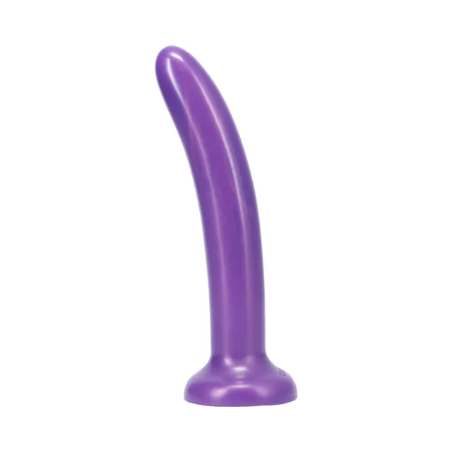 Tantus Leisure Amethyst purple dildo curved side profile with round base