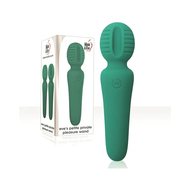 Adam & Eve Petite Private green wand beside white retail box