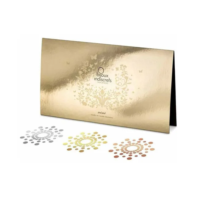 Mimi metallic tattoo sheet with six silver gold and copper ornamental circle designs