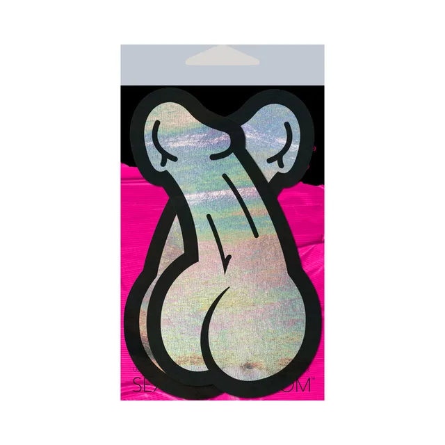 Pastease holographic silver penis pasties package