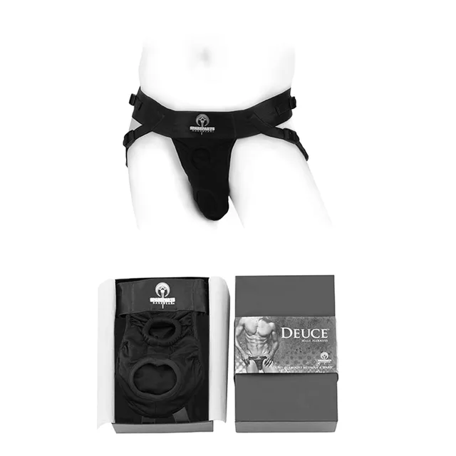 Black Deuce B Magnum harness shown above open retail box