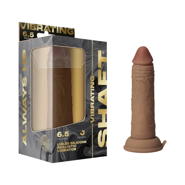 Oak tan Shaft Model J textured vibrator with round suction-cup base