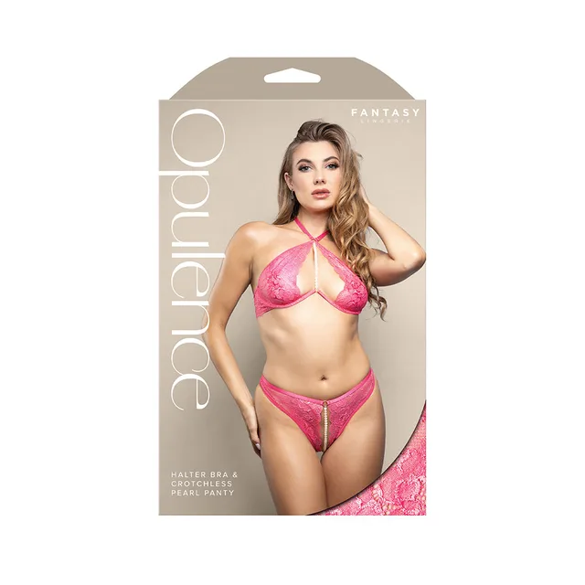 Fantasy Lingerie hot pink pearl bra set S/M retail box