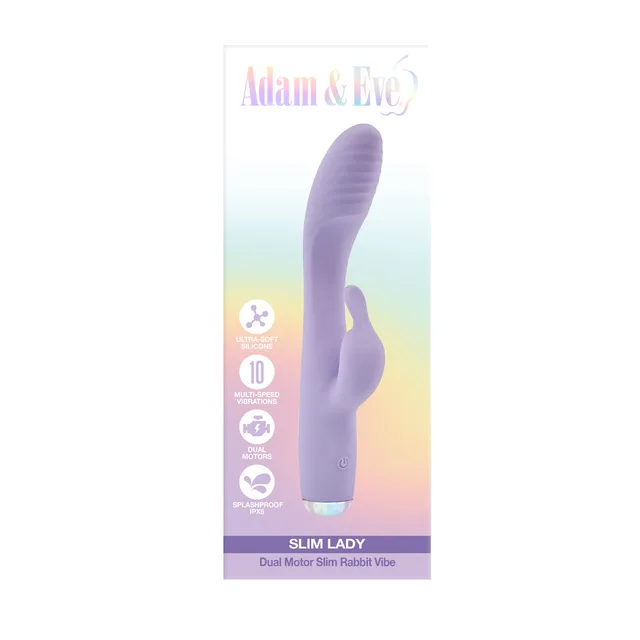 Adam and Eve Slim Lady lilac rabbit vibrator in retail card