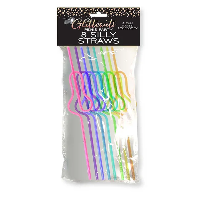 Eight multicolor Glitterati novelty silly straws