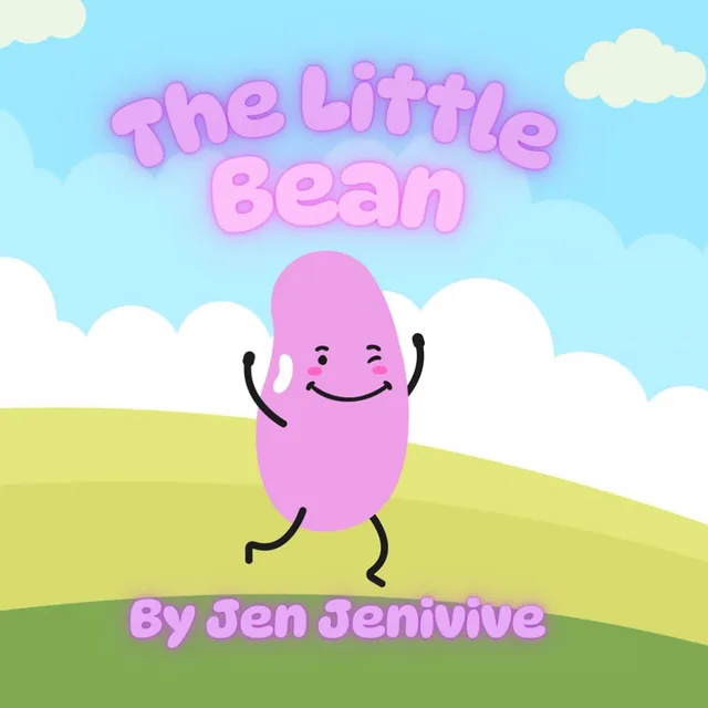 Front cover of The Little Bean adult humor book with a smiling pink bean character beneath white clouds
