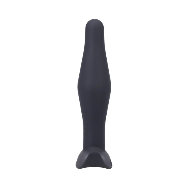 Tantus Little Flirt Onyx black plug rear view with flattened tail base