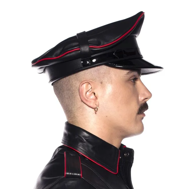 Three-quarter view of black and red Prowler RED Military cap in L