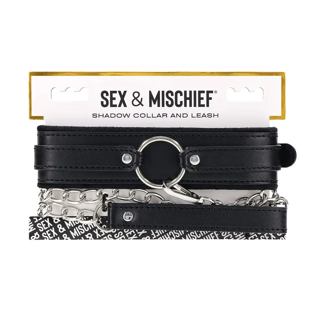 Sportsheets Shadow black collar and chain leash front retail package