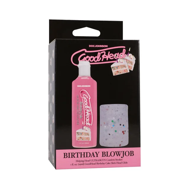 GoodHead Birthday kit pink glide bottle and confetti stroker in retail carton
