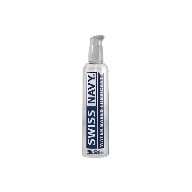 Swiss Navy two-ounce water-based lubricant with gray pump