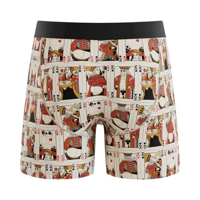 Rear view of size 2XL Bottomless Blackjack playing-card boxer briefs