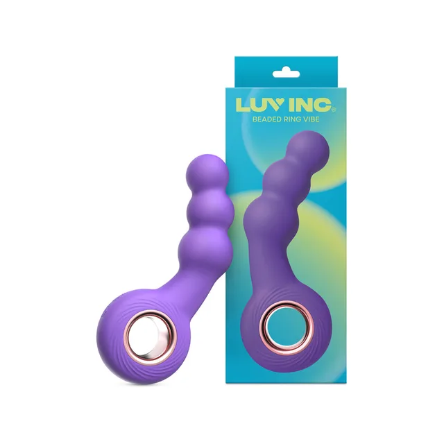 purple Luv Inc BR15 three-bead ring vibrator beside its retail box