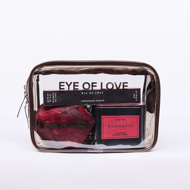 Eye of Love Romantic gift set roll-on, candle and petals inside clear pouch
