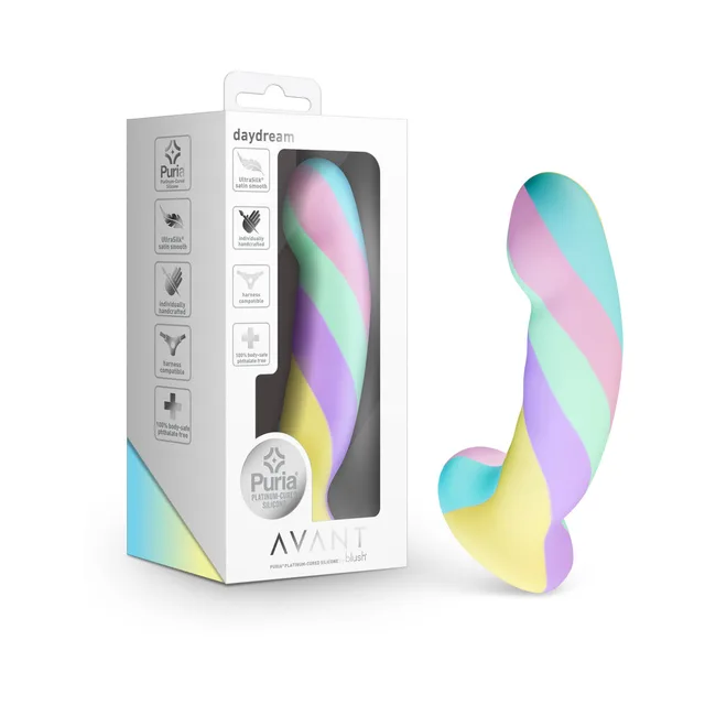 Avant Daydream pastel spiral dildo beside white retail box
