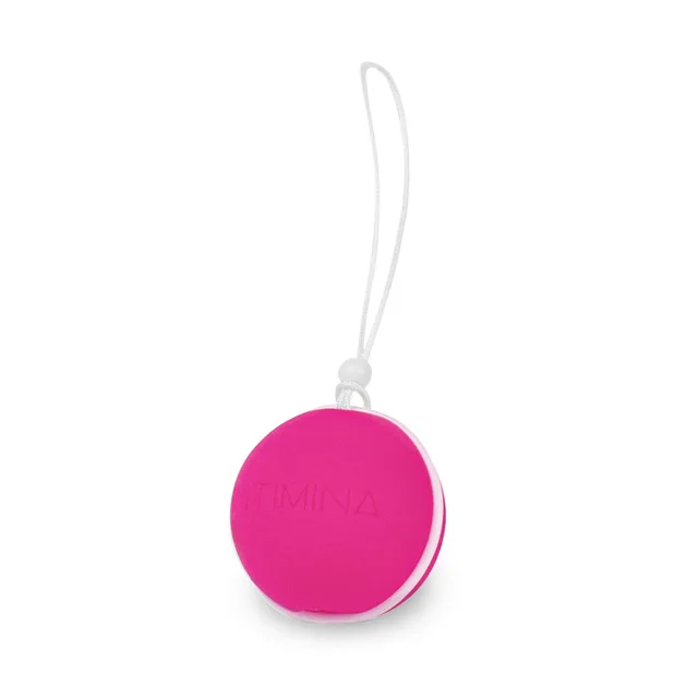 pink Intimina Laselle 48 g spherical Kegel exerciser with white retrieval cord