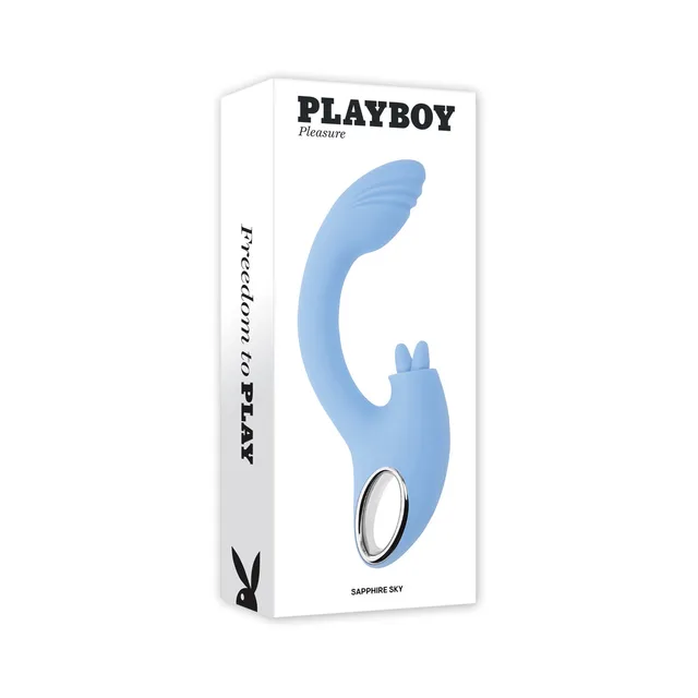 Playboy Sapphire Sky blue rabbit vibrator in white box