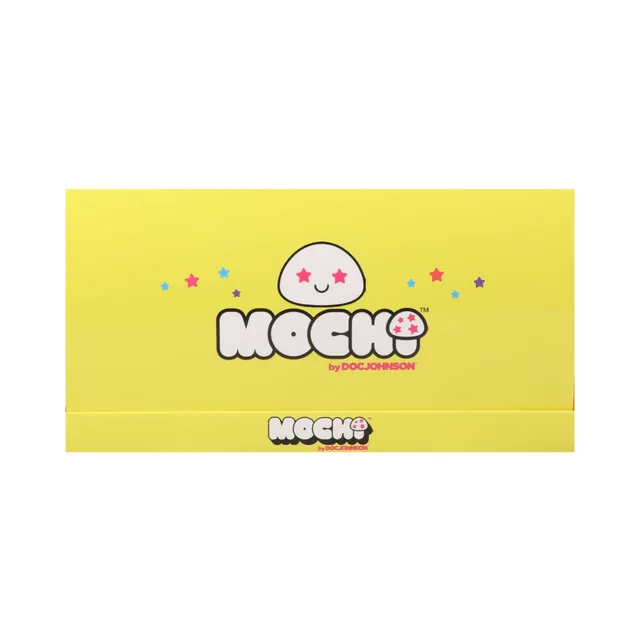 Front panel of yellow Mochi Mushroom retail display