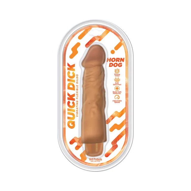 Tan Quick Dick Horn Dog dildo in orange and white display case